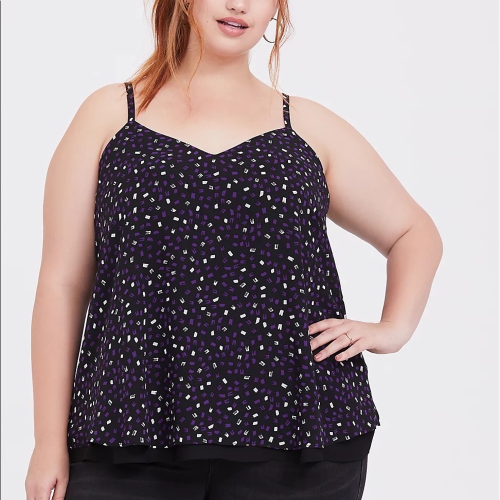 Torrid 2 Sophie Swing Cami Purple Confetti Print Chiffon
